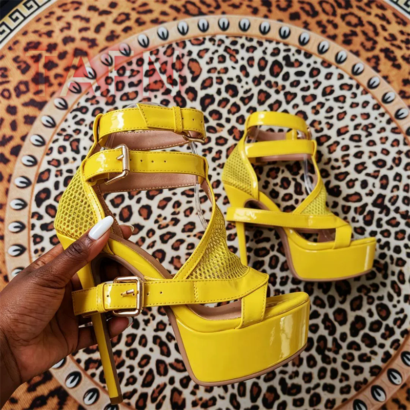 Sandal Strappy Heeled - Mesh Buckle Strap Stiletto Platform Sandals,Hollow