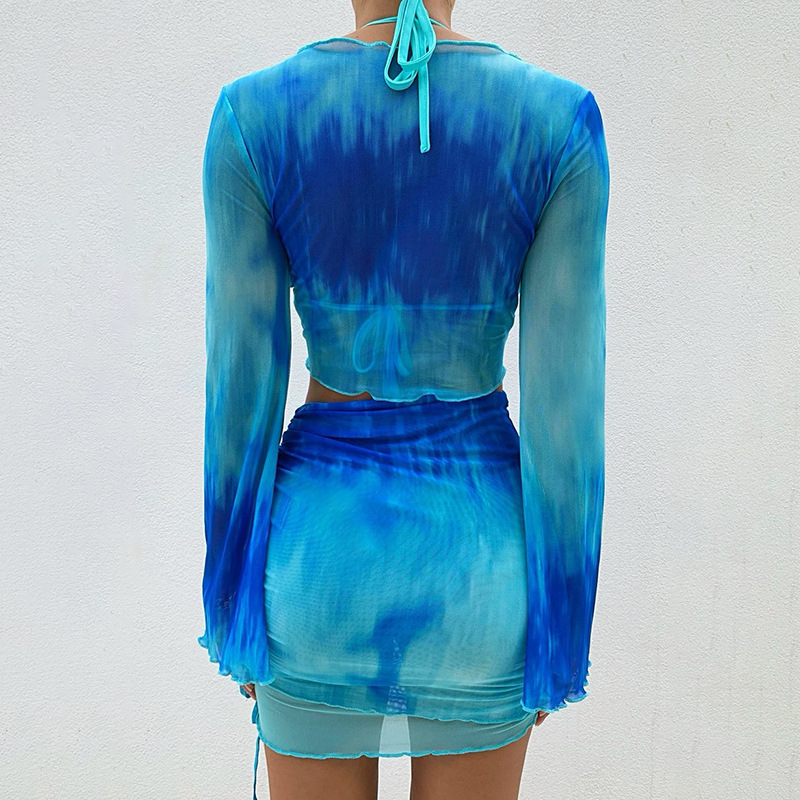 Nsangu Sexy Two Piece Set Blue - Crop Top Crochet incelemesi ve fiyatı