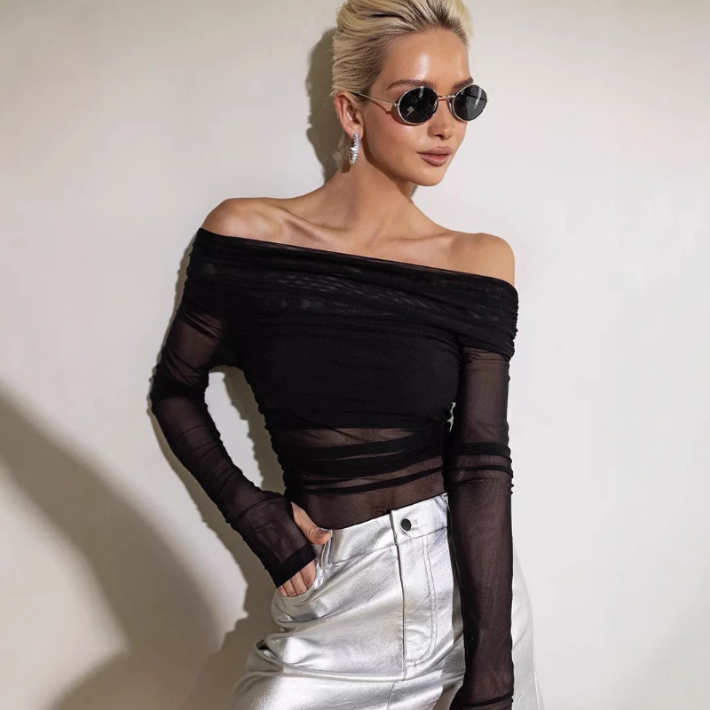 Women  Mesh Off Shoulder Top S - Blouse Off Shoulder incelemesi ve fiyatı