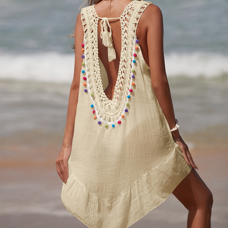Women V-Neck Backless Hollow O - Cover Up Kaftan incelemesi ve fiyatı