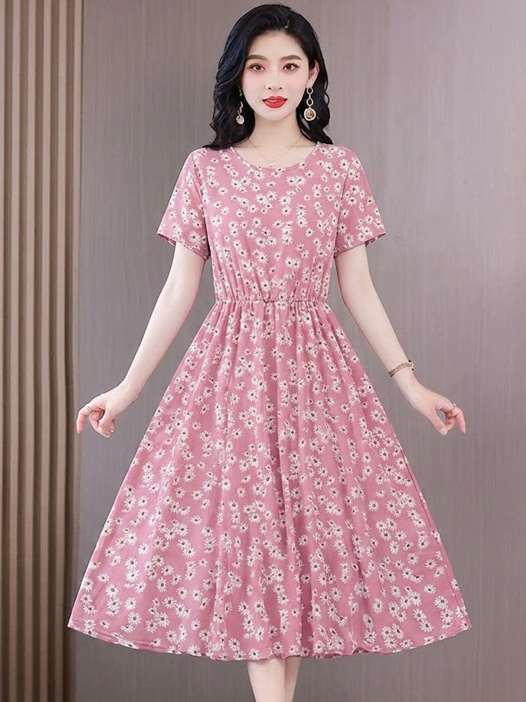 Elegant Floral Print Midi Dres - Midi Skirt Floral incelemesi ve fiyatı