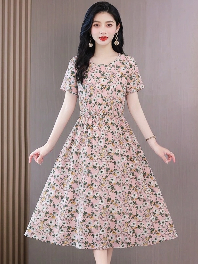 Elegant Floral Print Midi Dres - Midi Skirt Floral incelemesi ve fiyatı