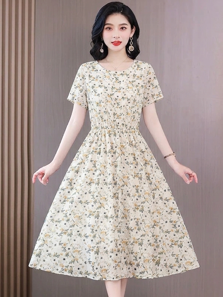 Elegant Floral Print Midi Dres - Midi Skirt Floral incelemesi ve fiyatı