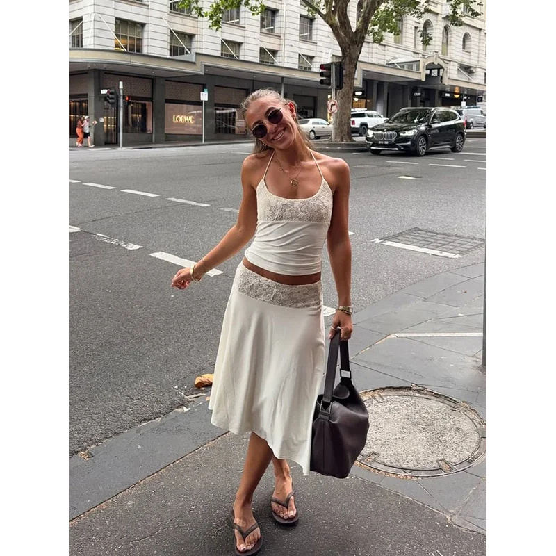 Sexy Lace Patchwork Sling Top  - Maxi Dress Halter incelemesi ve fiyatı