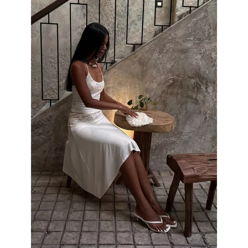 Sexy Lace Patchwork Sling Top  - Maxi Dress Halter incelemesi ve fiyatı