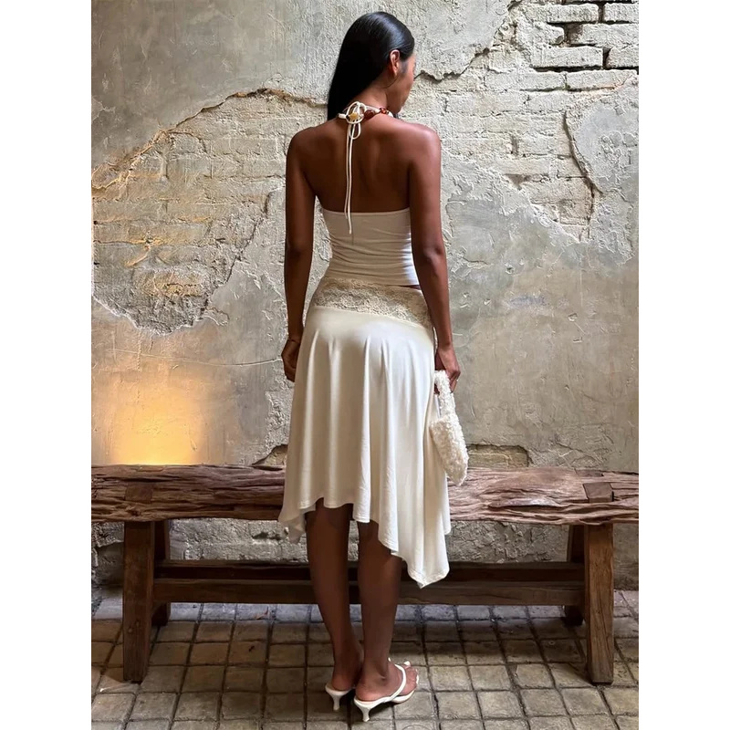 Sexy Lace Patchwork Sling Top  - Maxi Dress Halter incelemesi ve fiyatı