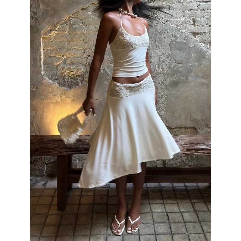 Sexy Lace Patchwork Sling Top  - Maxi Dress Halter incelemesi ve fiyatı