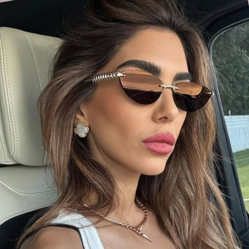 New Cat Eye Rivet Rimless Sung - Sunglasses Cat Eye incelemesi ve fiyatı