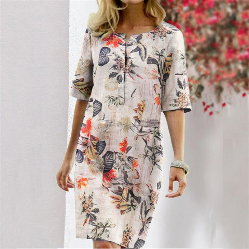 Summer Cotton Linen Printed Wo - Linen Dress Wrap incelemesi ve fiyatı