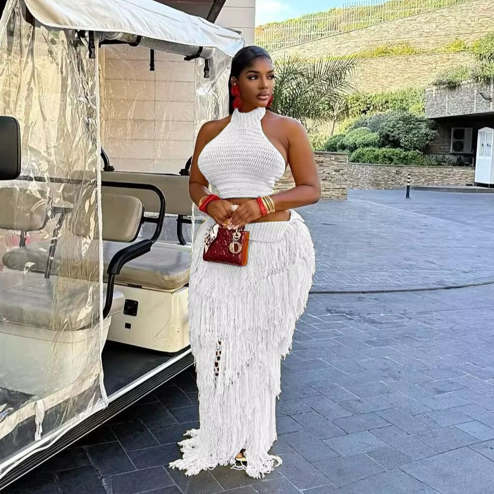 Crochet Knit Maxi Dress 2 Piec - Maxi Dress Halter incelemesi ve fiyatı