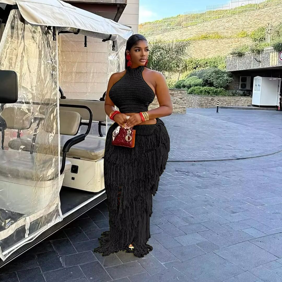 Crochet Knit Maxi Dress 2 Piec - Maxi Dress Halter incelemesi ve fiyatı