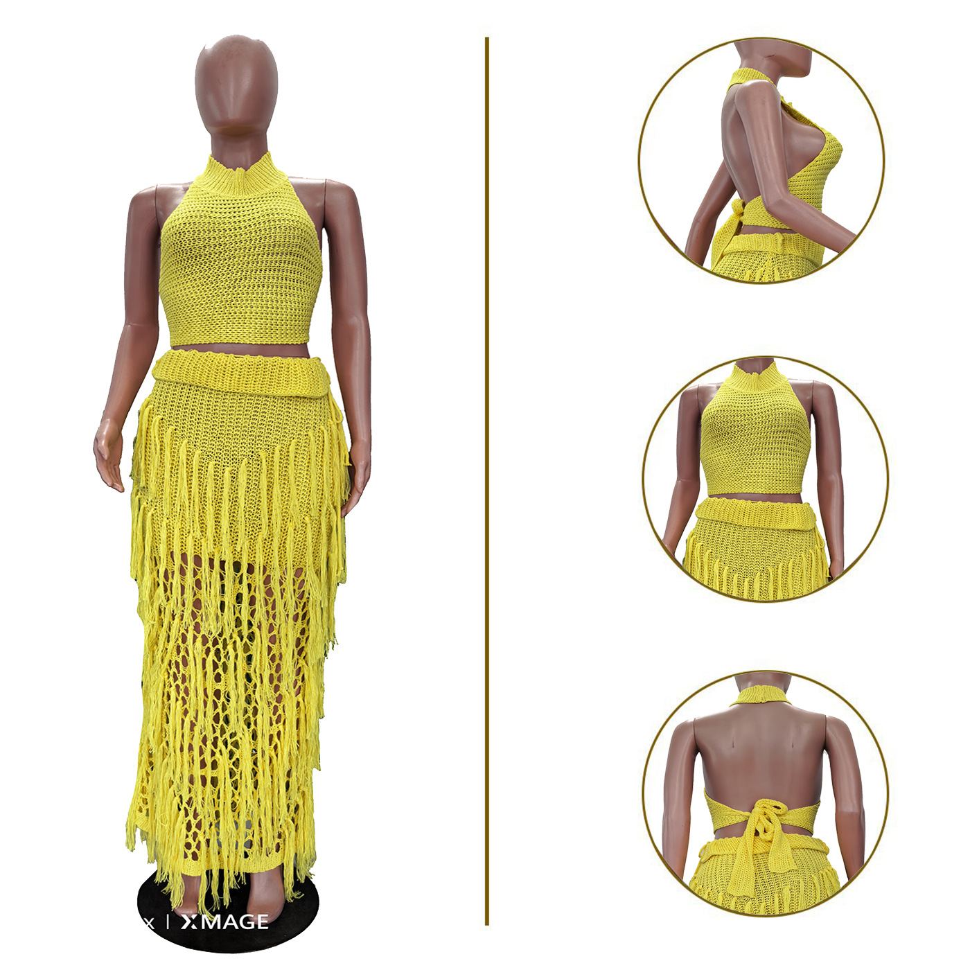 Crochet Knit Maxi Dress 2 Piec - Maxi Dress Halter incelemesi ve fiyatı