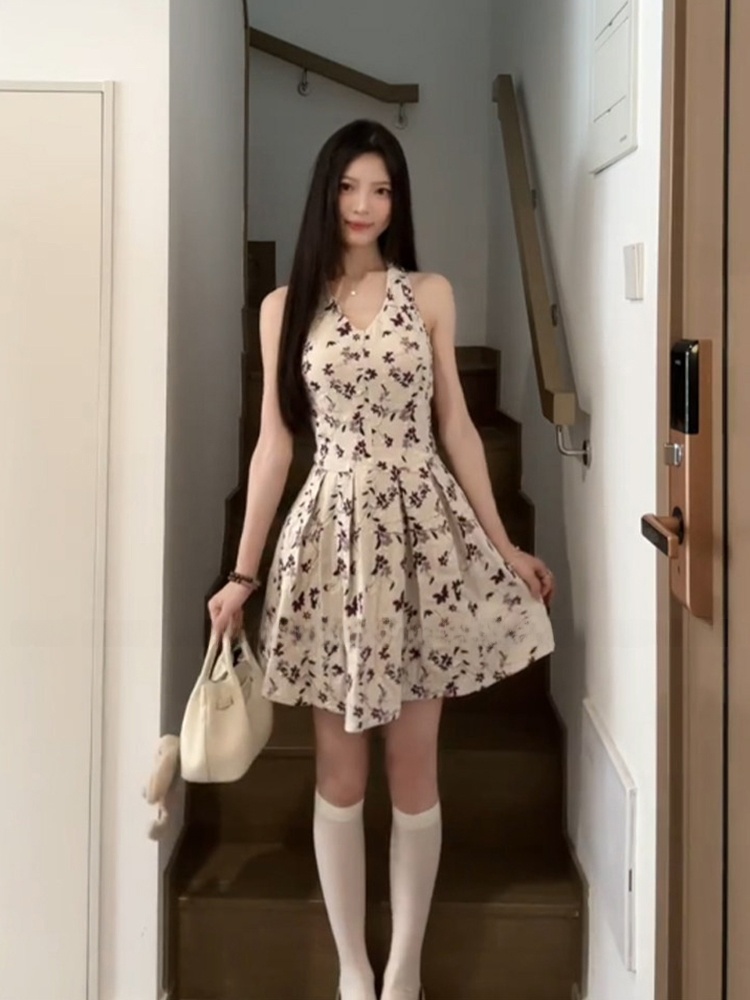 Sweet Floral Print V-Neck Midi - Midi Skirt Floral incelemesi ve fiyatı