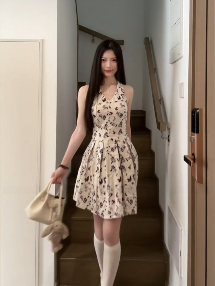Sweet Floral Print V-Neck Midi - Midi Skirt Floral incelemesi ve fiyatı