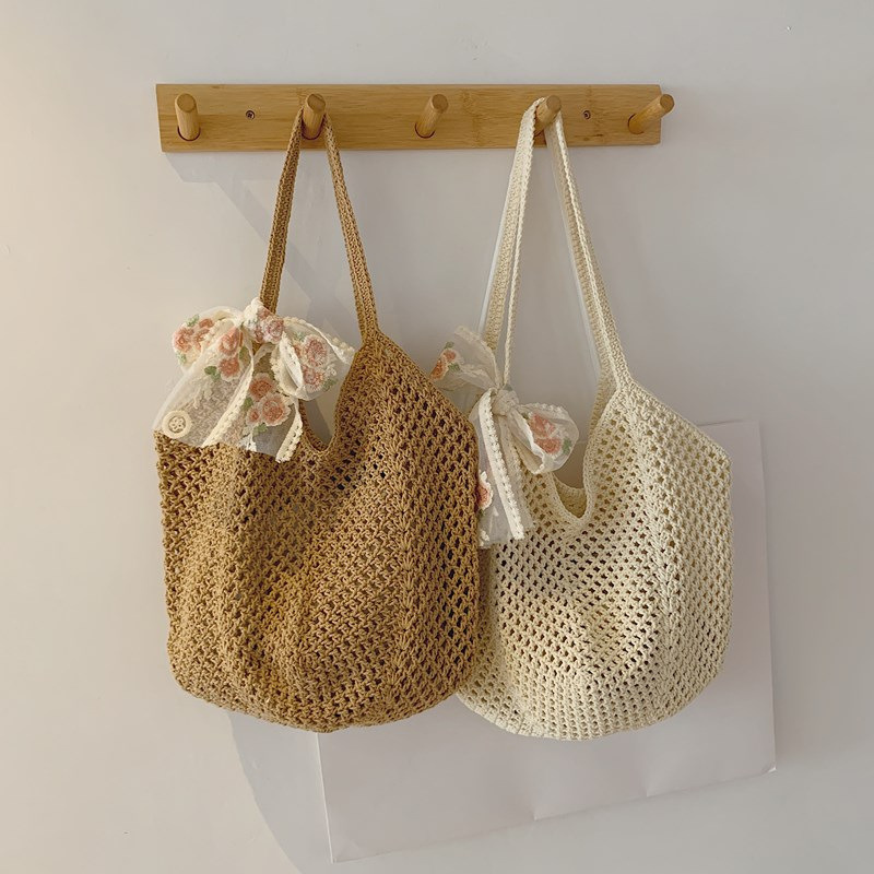 Summer Lace Bow Tote Bags Wome - Crochet Bag Raffia incelemesi ve fiyatı