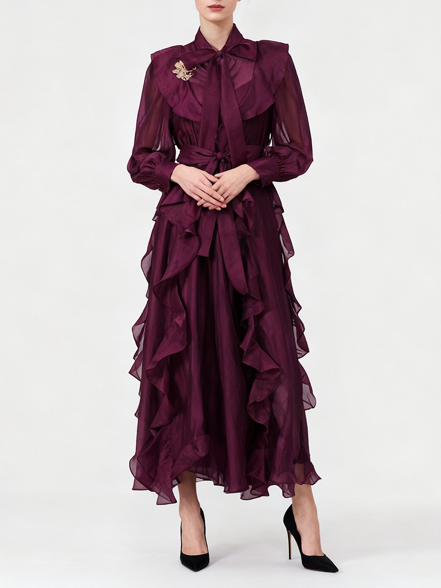TWOTWINSTYLE Solid Spliced Ruf - Linen Dress Wrap incelemesi ve fiyatı