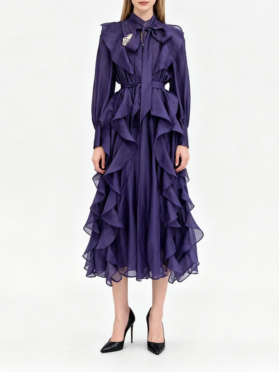 TWOTWINSTYLE Solid Spliced Ruf - Linen Dress Wrap incelemesi ve fiyatı