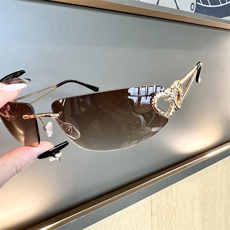 New Oval Cat Eye Frameless Mer - Sunglasses Cat Eye incelemesi ve fiyatı
