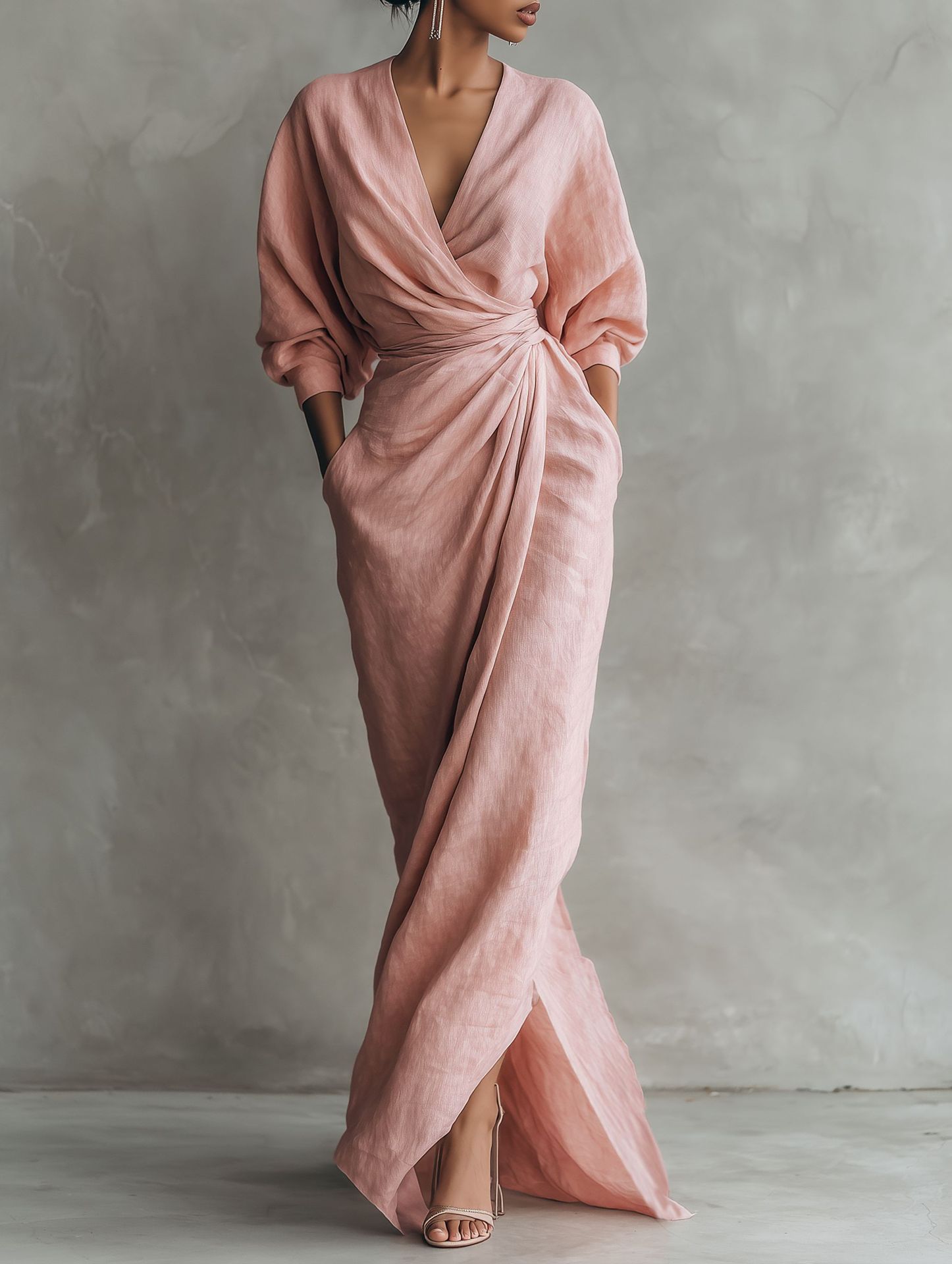 Women Linen Blend Wrap Maxi Dr - Linen Dress Wrap incelemesi ve fiyatı