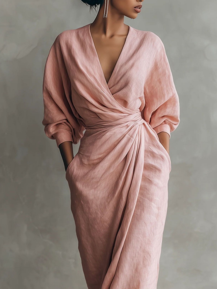 Women Linen Blend Wrap Maxi Dr - Linen Dress Wrap incelemesi ve fiyatı