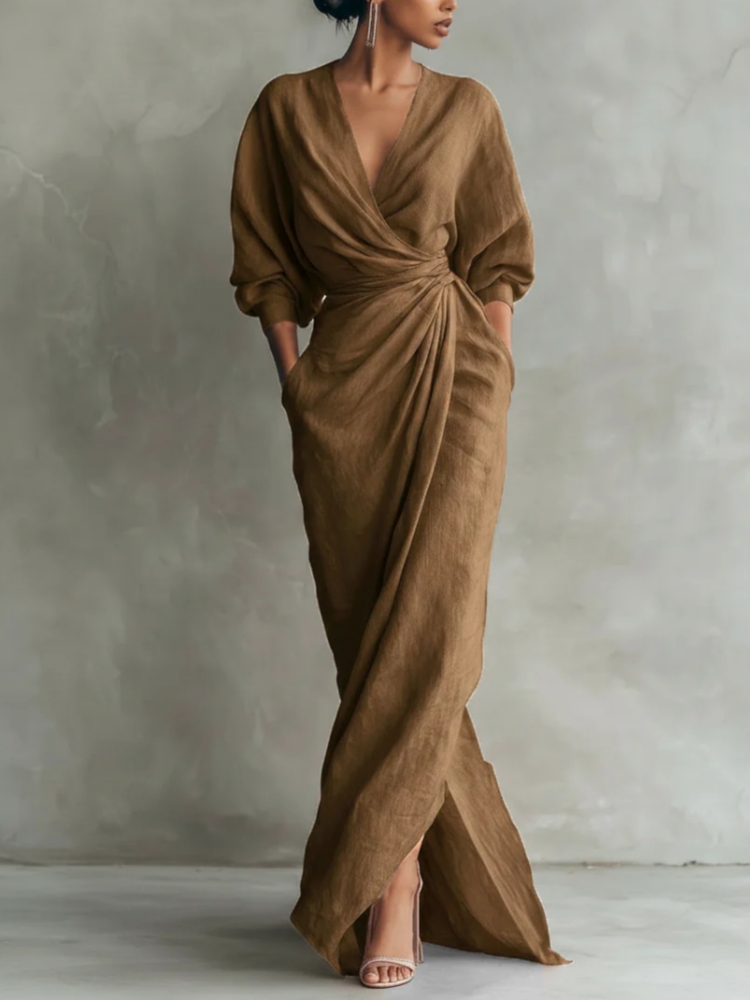 Women Linen Blend Wrap Maxi Dr - Linen Dress Wrap incelemesi ve fiyatı