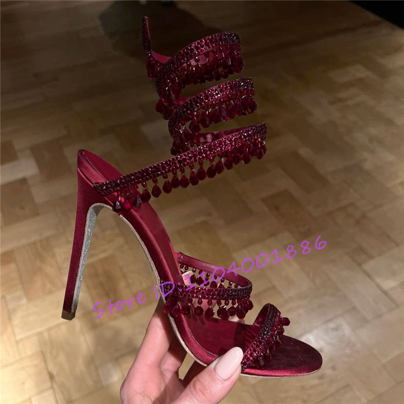 Rhinestone Snake Shape Ankle S - Sandal Strappy Heeled incelemesi ve fiyatı