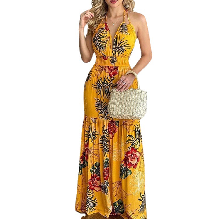 Floral Maxi Dress Long Backles - Maxi Dress Halter incelemesi ve fiyatı