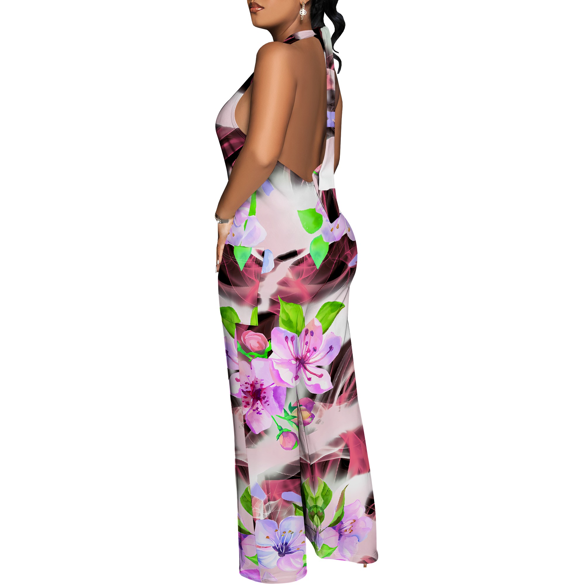 Floral Print Halter Jumpsuit - - Romper Floral Print incelemesi ve fiyatı