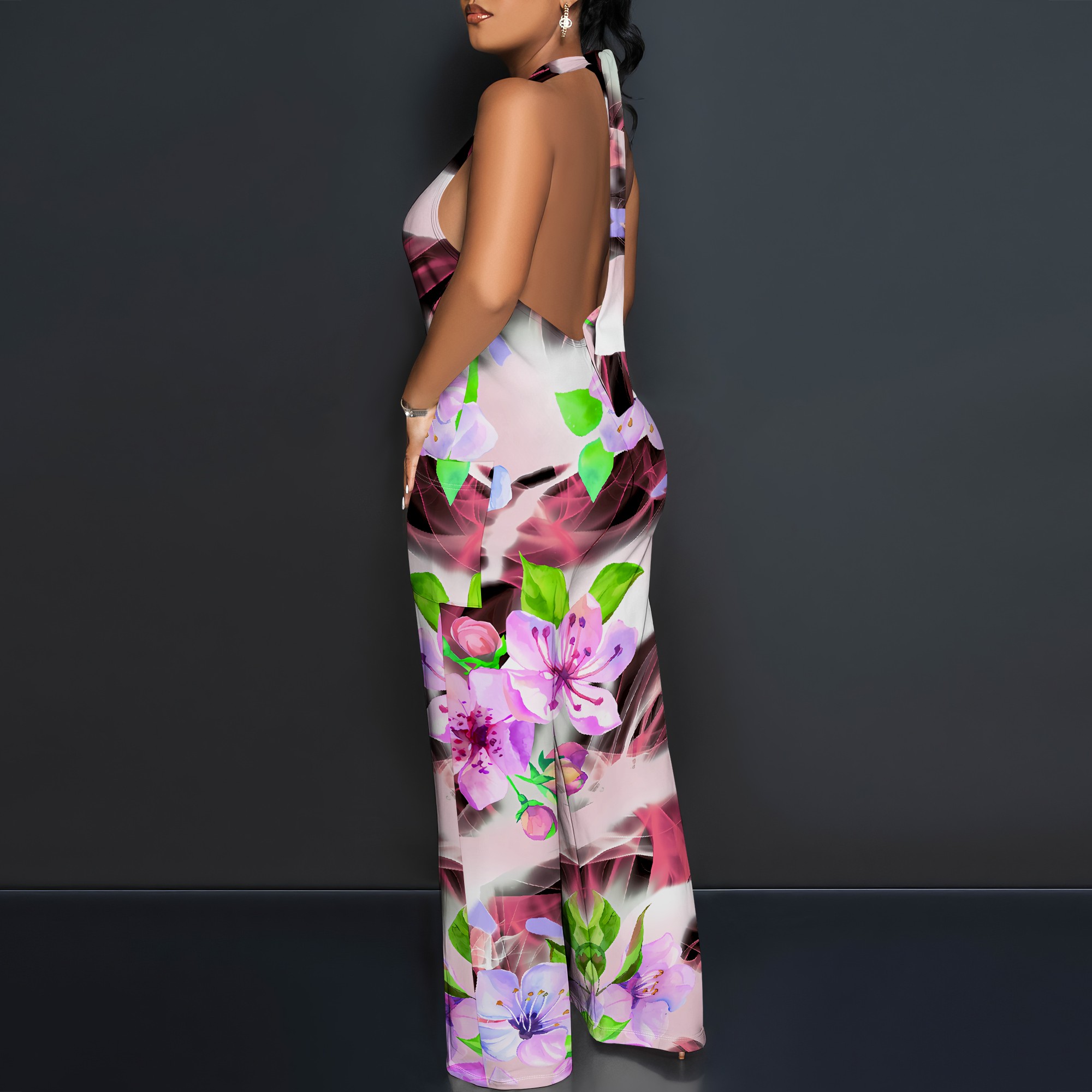 Floral Print Halter Jumpsuit - - Romper Floral Print incelemesi ve fiyatı