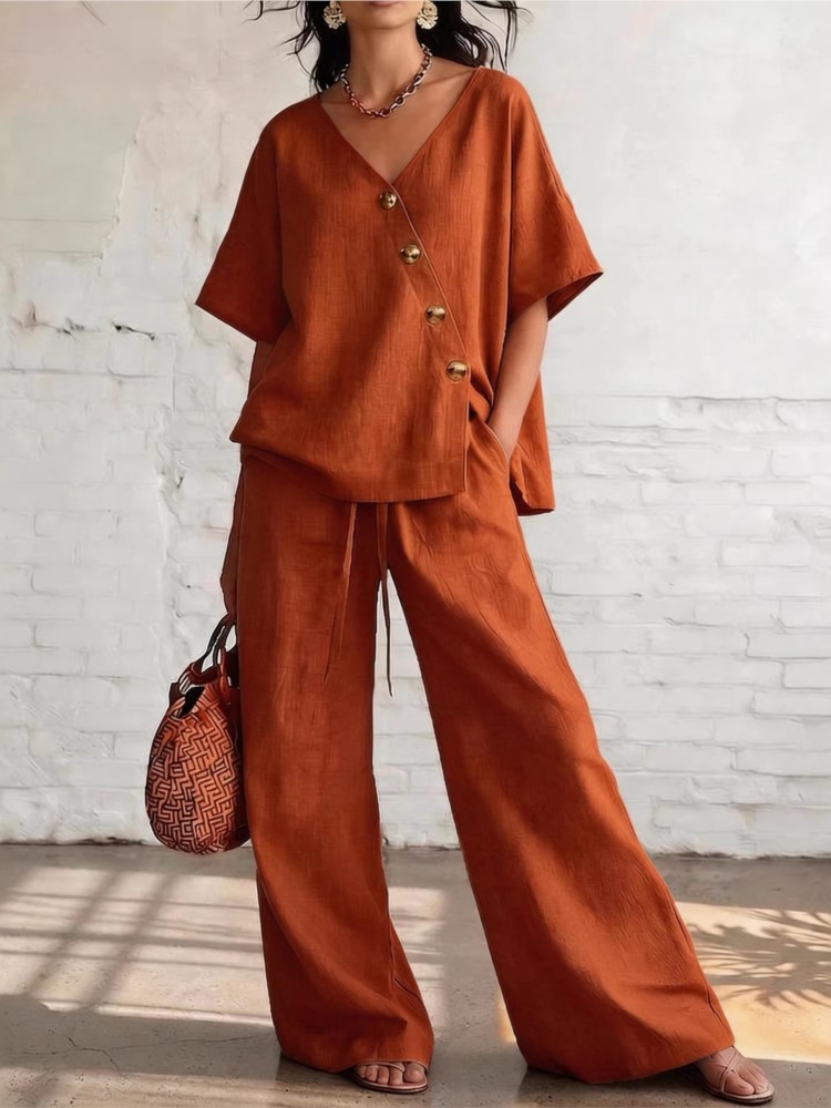 Casual Cotton Loose Pants Sets - Linen Pant Wide incelemesi ve fiyatı