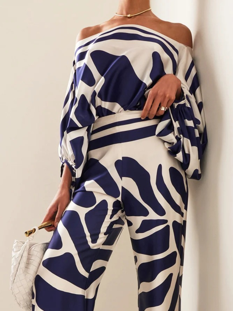 Women's Printed Satin 2-piece  - Blouse Off Shoulder incelemesi ve fiyatı