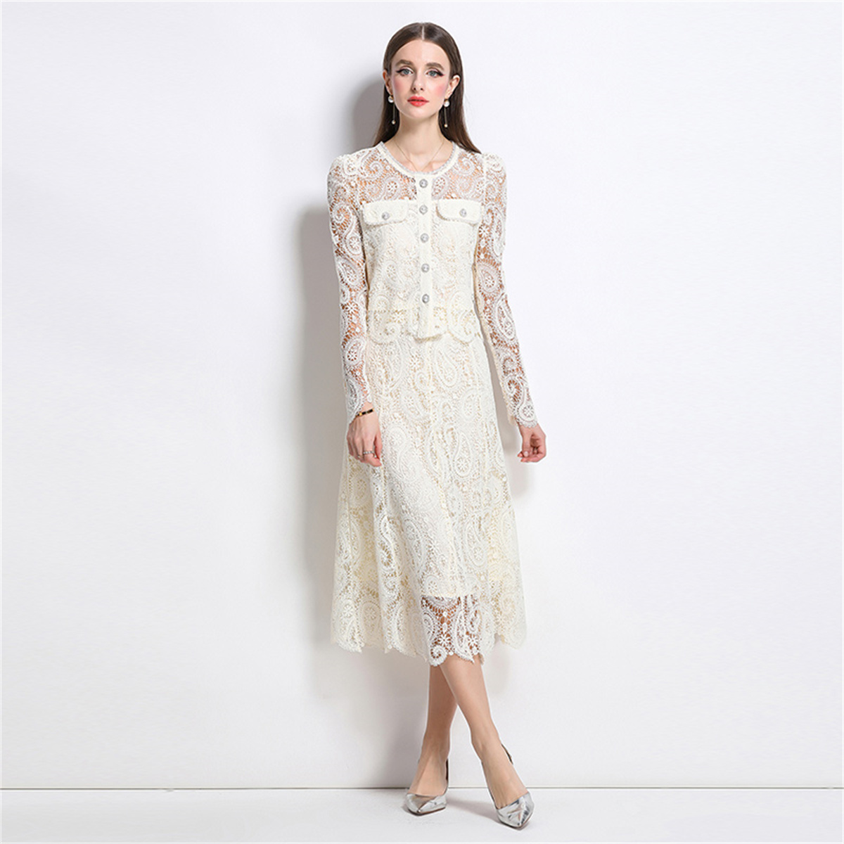 Spring Sweet Lace Flower Embro - Midi Skirt Floral incelemesi ve fiyatı