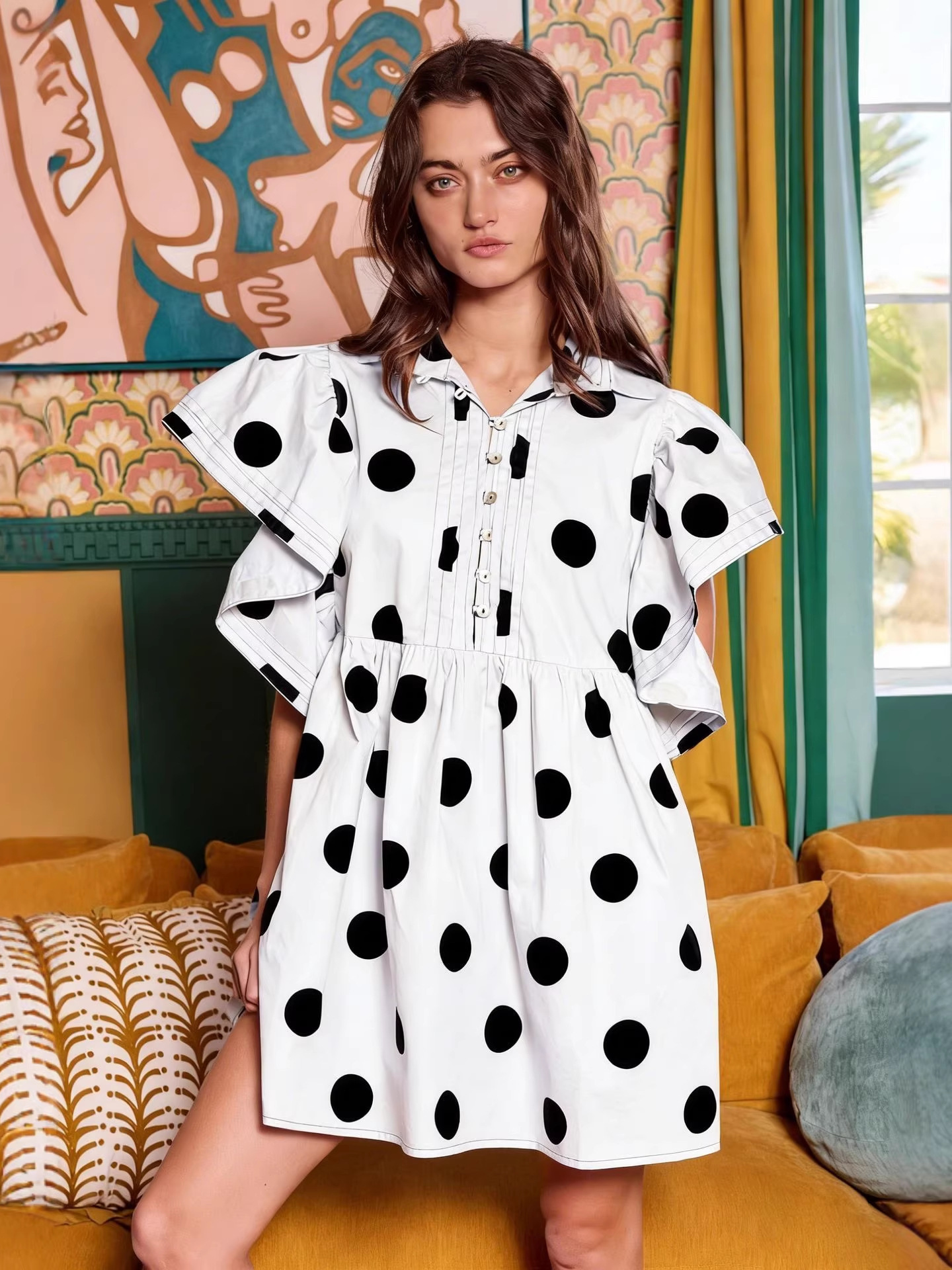 Spring Summer Polka Dot Print  - Blouse Off Shoulder incelemesi ve fiyatı