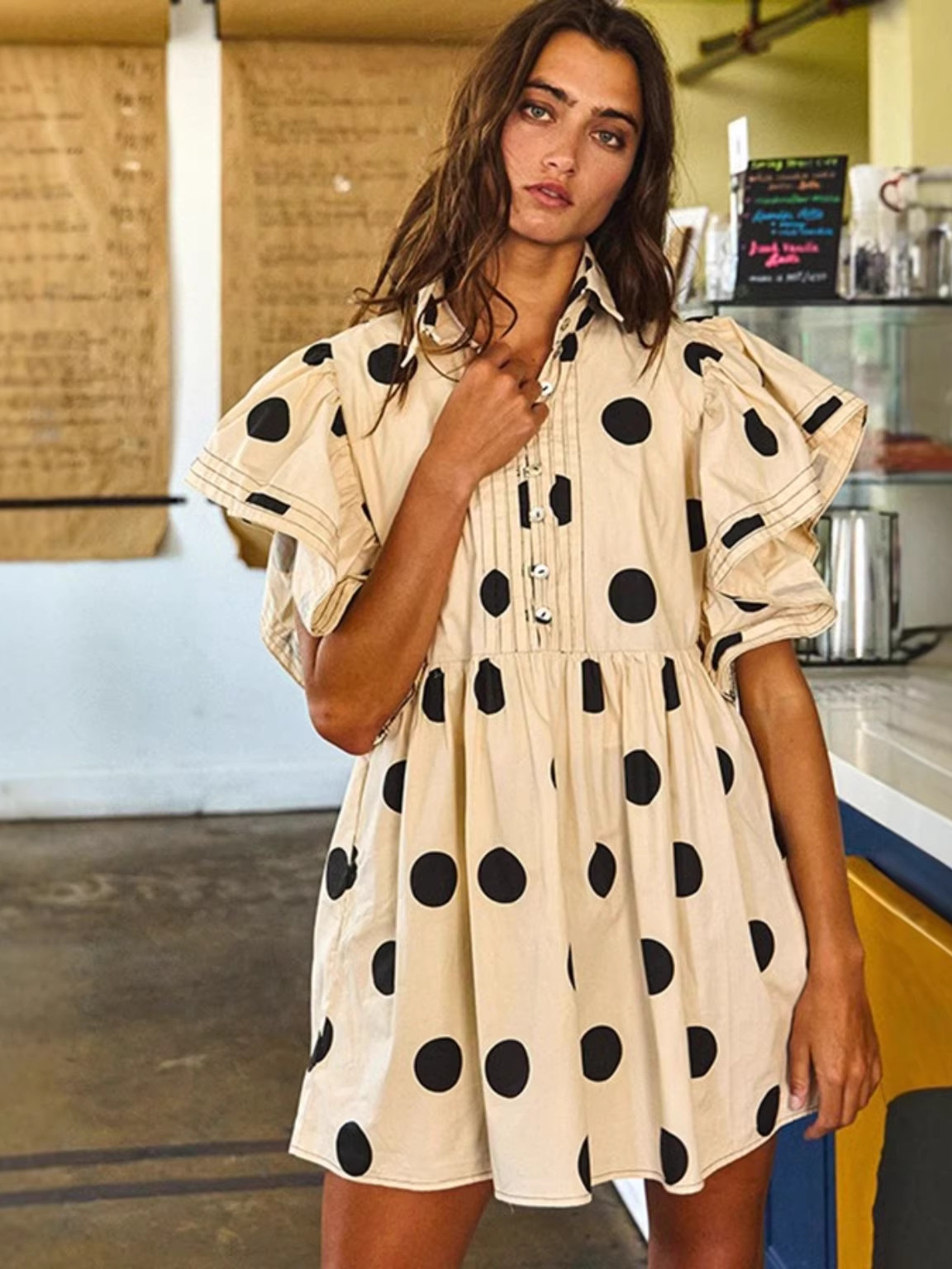Spring Summer Polka Dot Print  - Blouse Off Shoulder incelemesi ve fiyatı