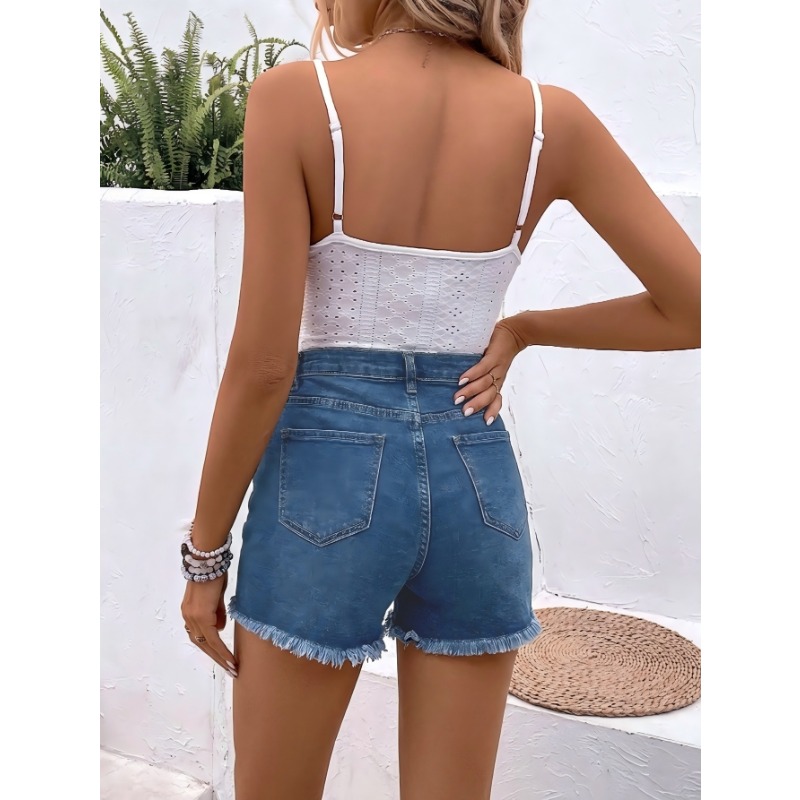 Women's High Waist Denim Short - Shorts Denim Frayed incelemesi ve fiyatı