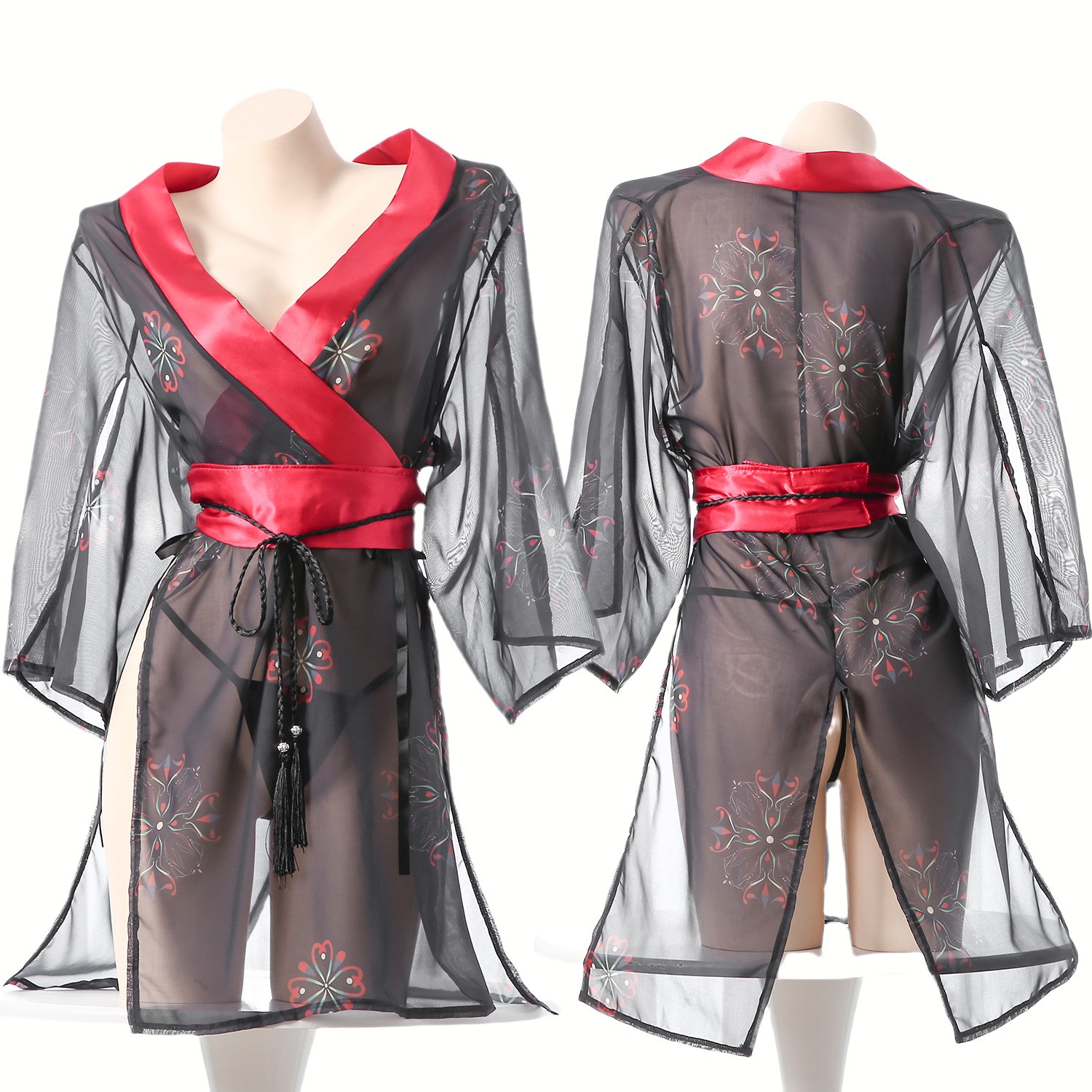 Women's Black Sheer Mesh Japan - Kimono Sheer Floral incelemesi ve fiyatı