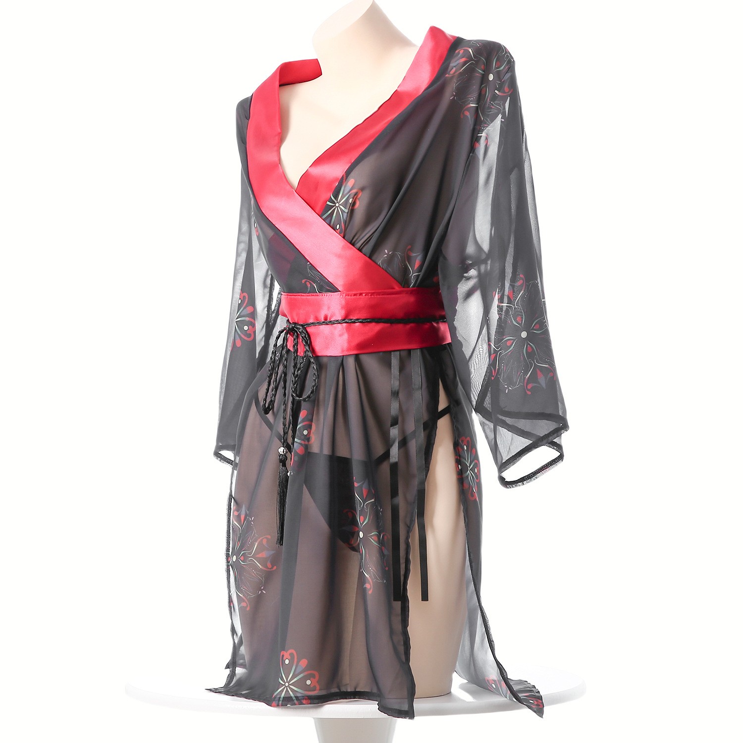 Women's Black Sheer Mesh Japan - Kimono Sheer Floral incelemesi ve fiyatı