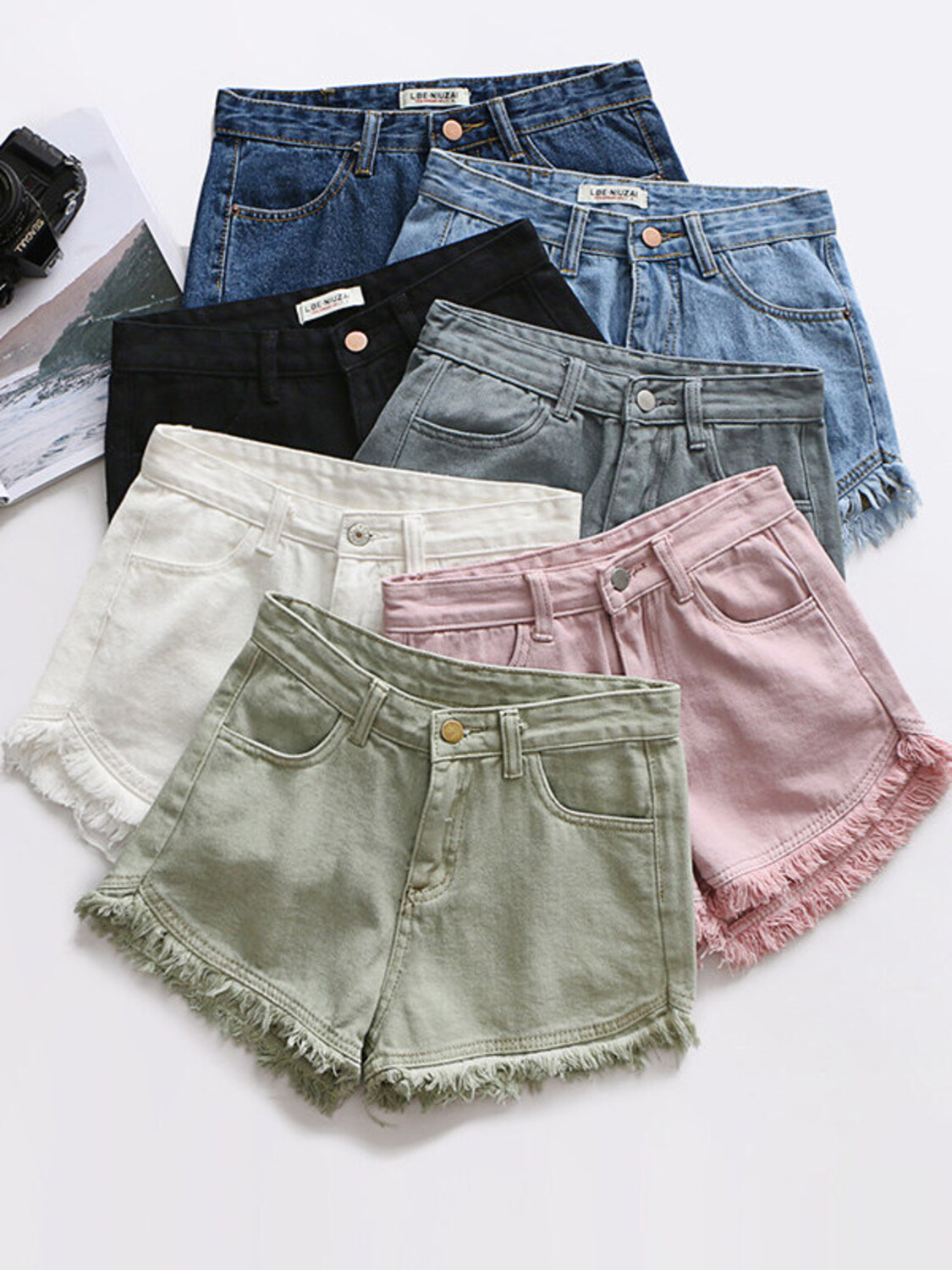 Women's High Waist Denim Short - Shorts Denim Frayed incelemesi ve fiyatı