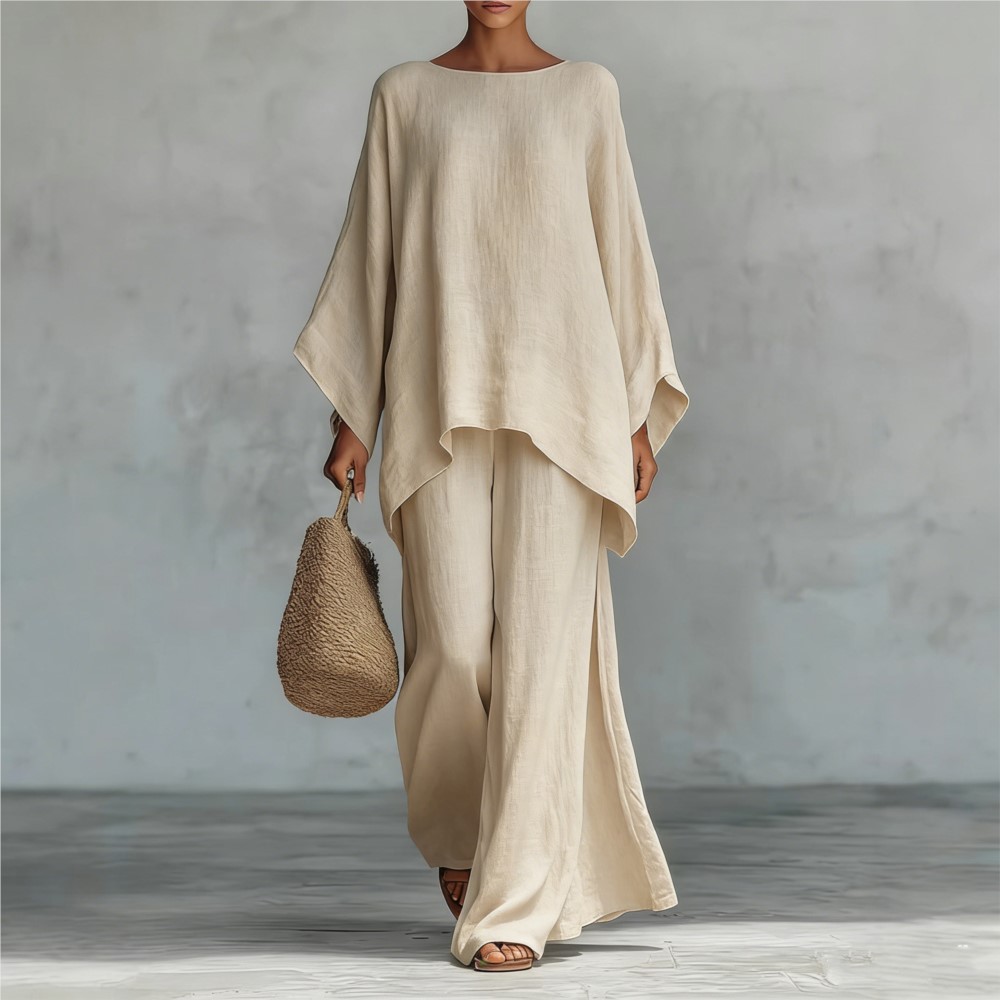 Fashion Linen Loose Long-sleev - Linen Pant Wide incelemesi ve fiyatı