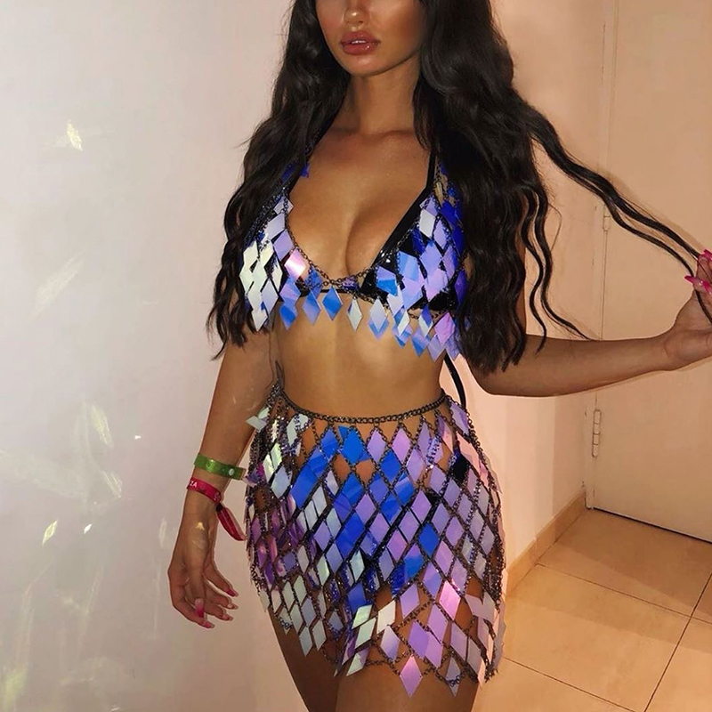 FestivalQueen Women's Sequined - Crop Top Crochet incelemesi ve fiyatı