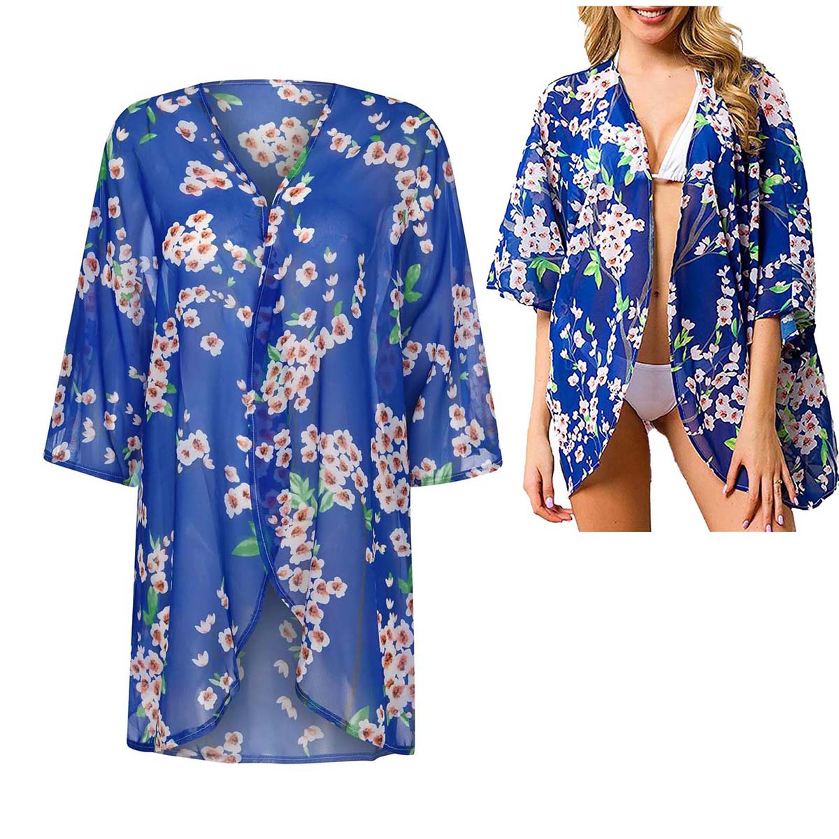Women's Loose Sheer Chiffon Ki - Kimono Sheer Floral incelemesi ve fiyatı