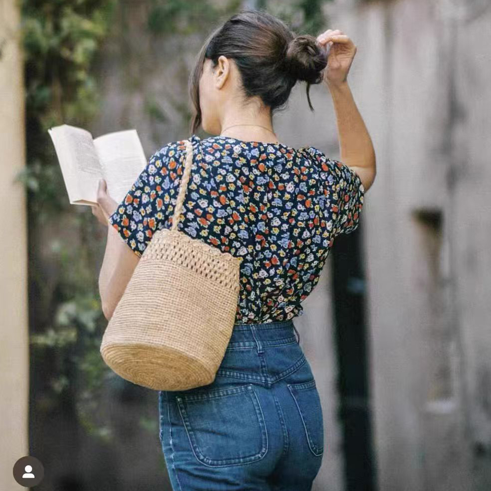 Handmade Crochet Straw Bucket  - Crochet Bag Raffia incelemesi ve fiyatı
