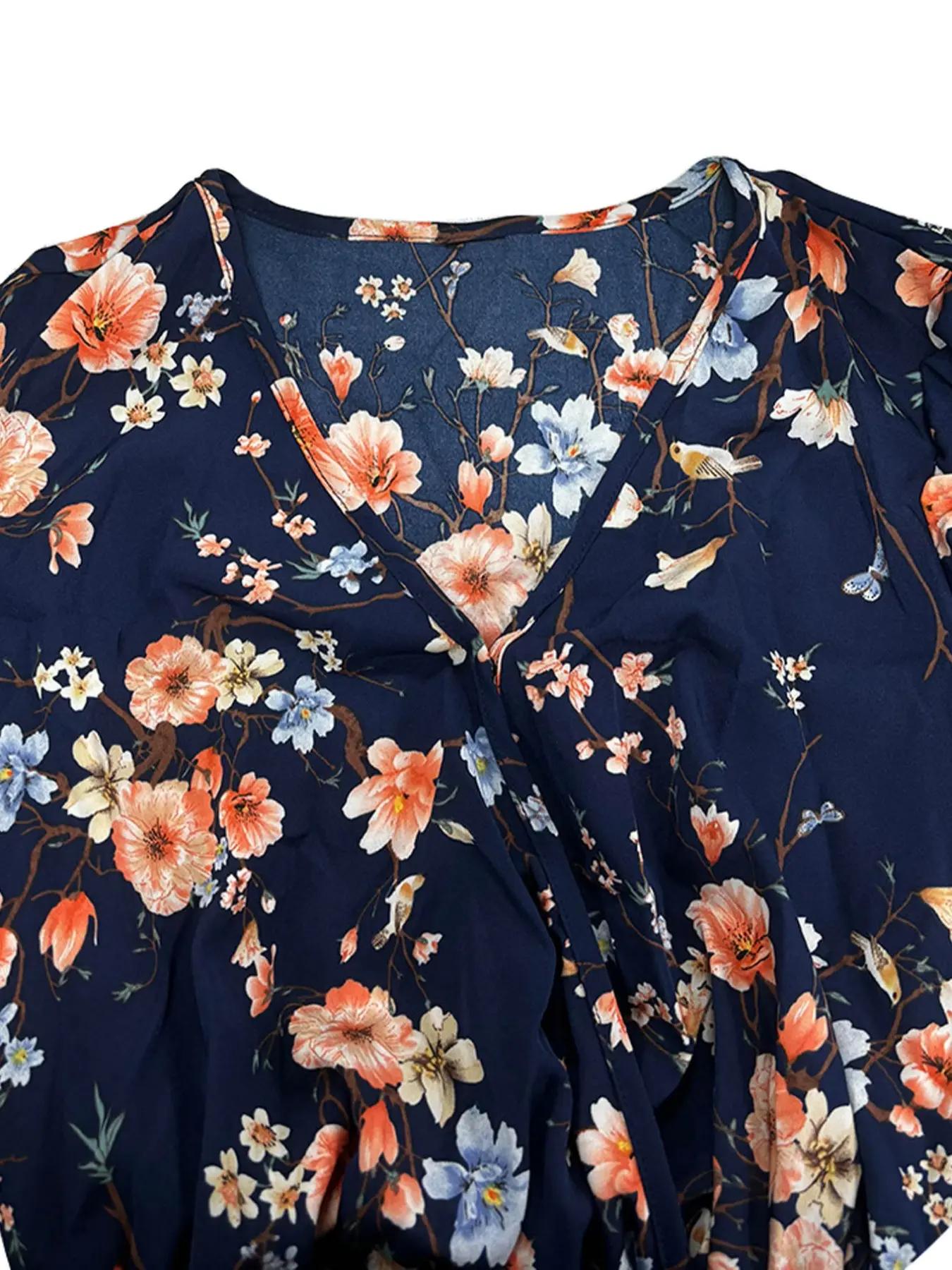 【Plus Size】 Floral Print Tie S - Romper Floral Print incelemesi ve fiyatı