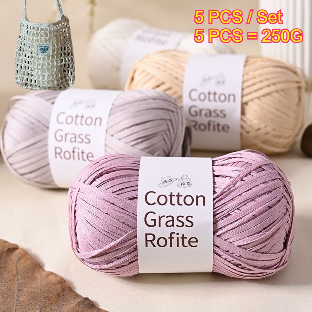 5PCS 250g Raffia Paper Rope Kn - Crochet Bag Raffia incelemesi ve fiyatı