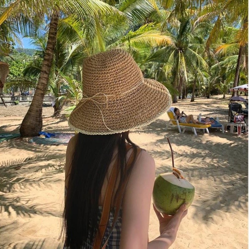 1pc Women's Summer Beach Straw - Hat Floppy Wide incelemesi ve fiyatı